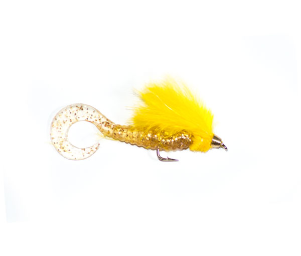 bullet head yellow sparkle waggle tail Lure traditional waggle tail