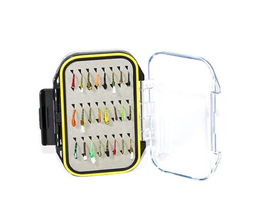 Waterproof  Acrylic Fly Box ( holds 96 standard flies) With 24 Epoxy Buzzers