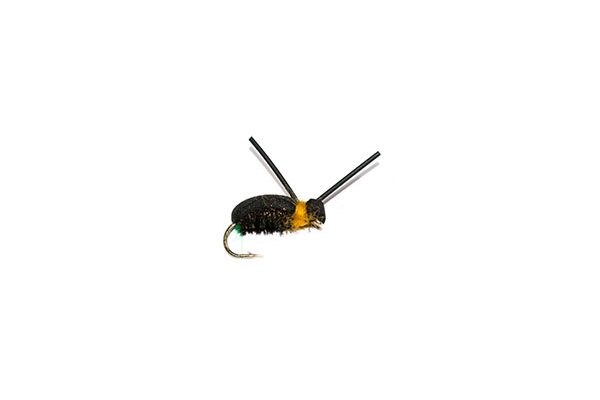 trout fishing flies kicking Foam Beetle Orange