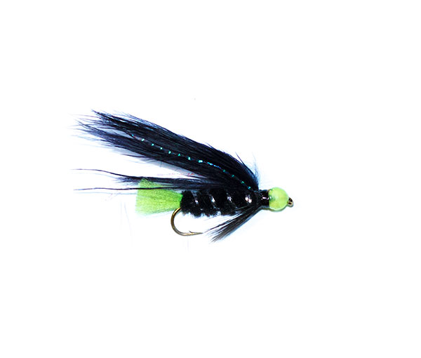 Troutflies UK 6-Pack Black Nomad Flies Green Nosed - Size 10 Sinking Streamers