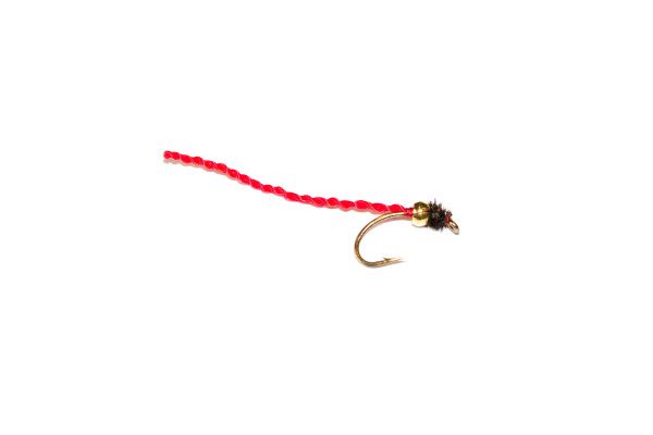 fish fishing flies Gold Head Red Flexi Floss Blood Worm