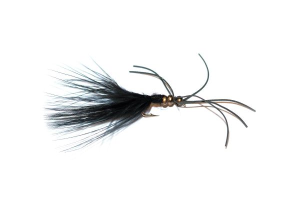 Black Critter Blood Worm Gold Bead Fishing Flies