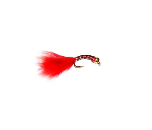 Gold Head Red Epoxy Sparkle Blood Worm - Image 4