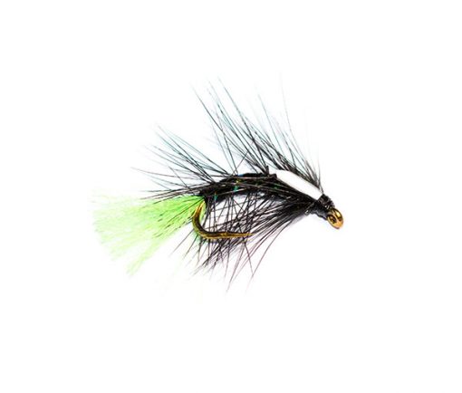 Fish Fishing Flies Brand. Black Snatcher Green Tag