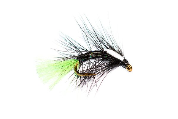 Fish Fishing Flies Brand. Black Snatcher Green Tag