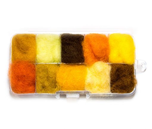 Waterburn Fineline Yellows and Browns 10 individuals dubbing box
