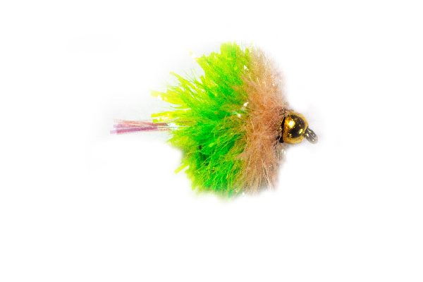 Green and White Goldhead Blob, trout Flies for sale