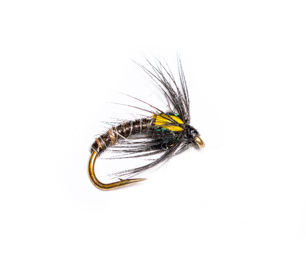 Quill Olive and Black Spider wet fly spider pattern from fish fishing flies