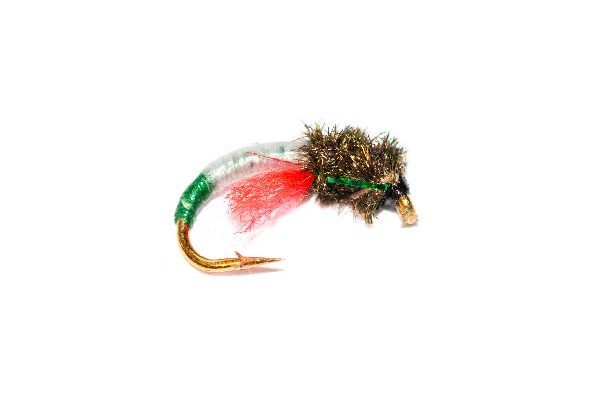 Trout Fishery Flies Peacock Head White with Green Butt Crisp Packet Epoxy Buzzer