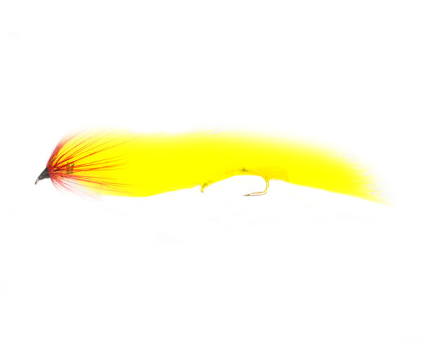 thumbnail image 2 of Trout Fishing Flies – 6 Pack Chain Eye Cats Whisker (Yellow Body, White Wing) 2 of 6