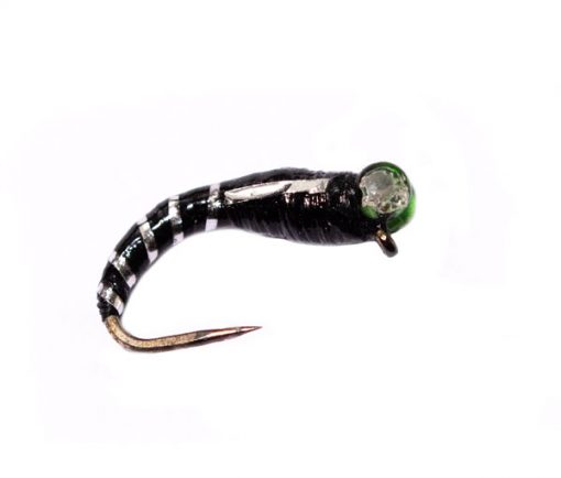 Black GGE Epoxy Buzzer Silver Ribbed Trout Fishing Flies