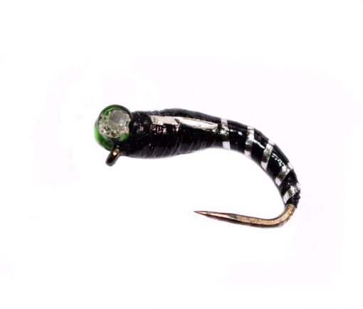 Black GGE Epoxy Buzzer Silver Ribbed Trout Fishing Flies