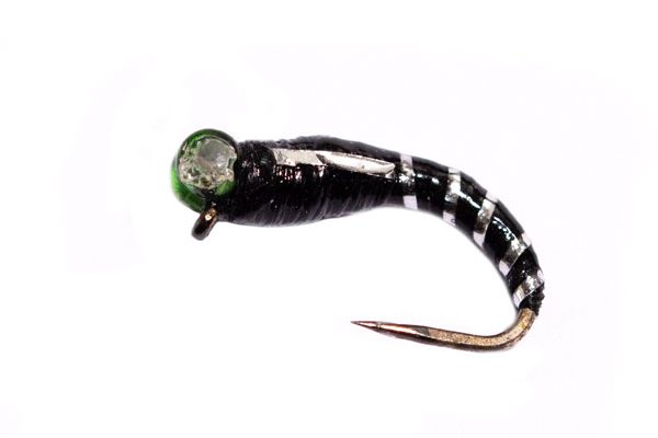 Black GGE Epoxy Buzzer Silver Ribbed Trout Fishing Flies