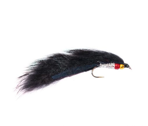 Gold Nugget Hot Spot Black Zonker Barbless Fishing Flies