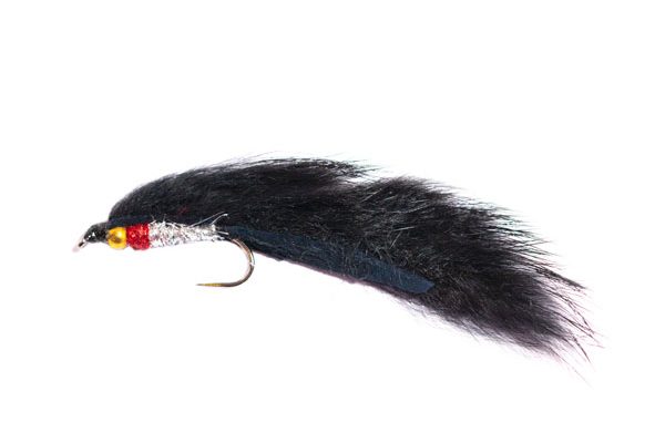 Gold Nugget Hot Spot Black Zonker Barbless Fishing Flies