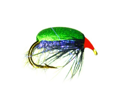Green Back Blue UV Sparkle Foam Beetle Trout Fly