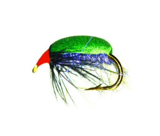 Green Back Blue UV Sparkle Foam Beetle Trout Fly