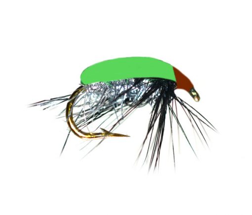 Green Back Silver Sparkle Foam Beetle Trout Fly