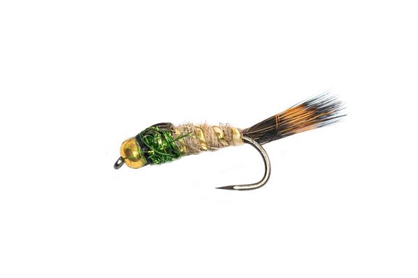 Nugget Hares Ear Natural Green Crystal Thorax Barbless Trout Flies