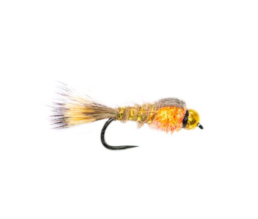 Nugget Natural Hares Ear Orange Crystal Thorax Barbless Trout Fly