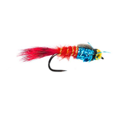 Nugget Red Hares Ear Blue Crystal Thorax Barbless Trout Fly