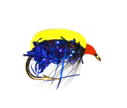 Yellow Back Blue Sparkle Foam Beetle Trout Fly