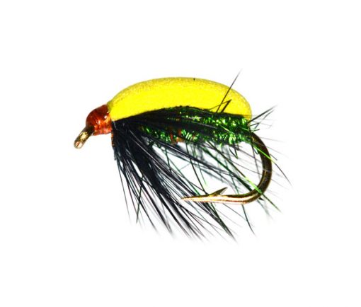 Yellow Back Green Sparkle Foam Beetle Trout Fly