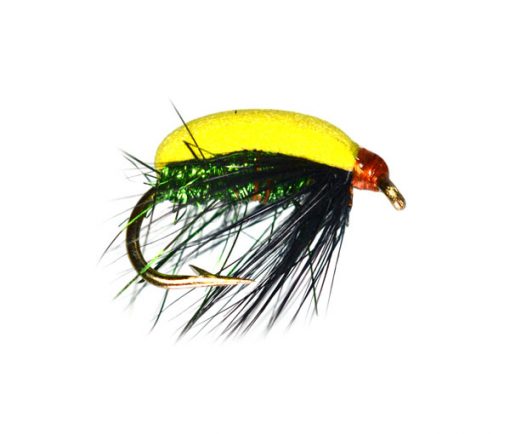 Yellow Back Green Sparkle Foam Beetle Trout Fly